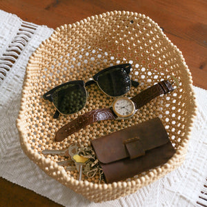 HABI Multipurpose Beaded Basket Tray